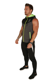 Urban Range Sleeveless Zip Hoodie - Black, Grey & Neon