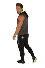 Urban Range Sleeveless Zip Hoodie - Black, Grey & Neon