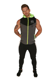 Urban Range Sleeveless Zip Hoodie - Black, Grey & Neon