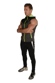 Urban Range Sleeveless Zip Hoodie - Black, Grey & Neon